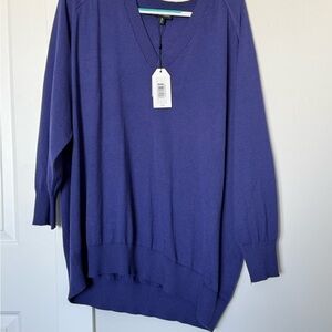 Universal Standard Deep Purple V-Neck Relaxed Knit Sweater